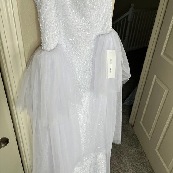 Women’s Elegant Sequins Ball Room Maxi Prom Party Mesh Dress White Size XS - Picture 8 of 17